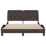Рамка за легло без матрак, тъмнокафява, 140x200 см, плат