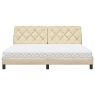 Легло с матрак, кремаво, 180x200 см, плат