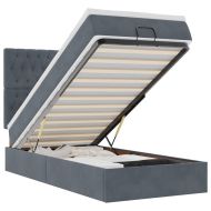 Османска легло с матраци и LED, тъмносиво, 90x200 см, кадифе