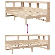 Легло с рафтове за книги, без матрак, 75x190 см, бор масив