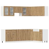 Комплект кухненски шкафове, 11 части, "Lyon", дъбов рафт, инженерна дървесина