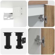 Комплект кухненски шкафове, 11 части, "Lyon", дъбов рафт, инженерна дървесина