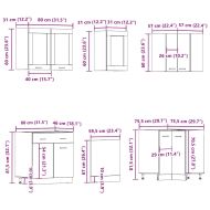 Комплект кухненски шкафове, 11 части, "Lyon", дъбов рафт, инженерна дървесина