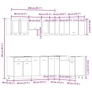 Комплект кухненски шкафове, 11 части, "Lyon", дъбов рафт, инженерна дървесина