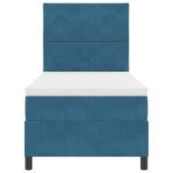 Легло с пружинирана основа Тъмен син 90 x 200 cm текстил