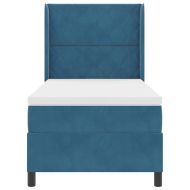 Легло с LED бокс пружина и матрак Синьо 90 x 200 cm Кадифе