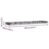 Габион повдигната леха, поцинкована стомана, 400x100x20 cм