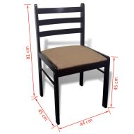 Трапезни столове, 6 бр, кафяви, масивно дърво и кадифе