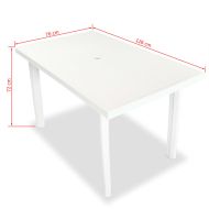 Градински трапезен комплект, 5 части, пластмаса, бял