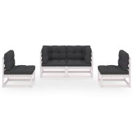 Градински лаундж комплект, 4 части, с възглавници, бор масив