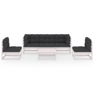 Градински лаундж комплект, 6 части, с възглавници, бор масив