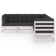 Градински лаундж комплект, 5 части, с възглавници, бор масив