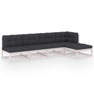 Градински лаундж комплект, 5 части, с възглавници, бор масив