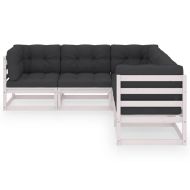 Градински лаундж комплект 5 части с възглавници бор масив