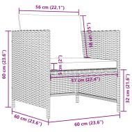 Градински диван с възглавници, сив, полиратан