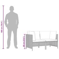 2-местен градински диван с възглавници, сив, полиратан