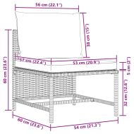 Градински комплект с възглавници, 2 части, полиратан, сив