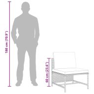Модулен среден диван с възглавници, черен полиратан