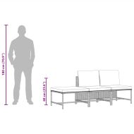 Градински комплект с възглавници, 3 части, черен полиратан