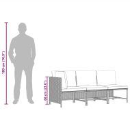 Градински комплект с възглавници, 3 части, черен полиратан