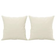 2-местен диван с декоративни възглавници кремав 120 см кадифе