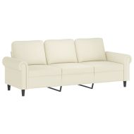 3-местен диван с табуретка, кремав, 180 см, кадифе