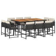 Градински комплект с възглавници 11 части полиратан черен