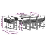 Градински комплект с възглавници 11 части полиратан черен