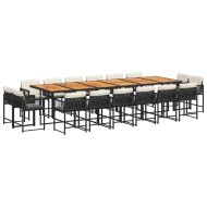 Градински комплект с възглавници 17 части полиратан черен