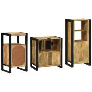 Комплект мебели за баня 3 pcs Кафяво Солидно възстановено дърво