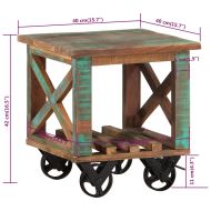 Помощна маса с колелца 40x40x42 см масивно регенерирано дърво