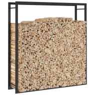 Стойка за дърва за огрев, черен мат, 110x28x116 см, стомана