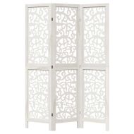 Разделител за стая, 3 панела, бял, дърво пауловния масив