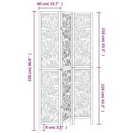 Разделител за стая, 3 панела, бял, дърво пауловния масив