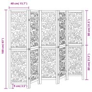 Разделител за стая, 5 панела, черен, дърво пауловния масив
