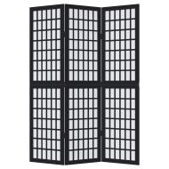Разделител за стая, 3 панела, черен, дърво пауловния масив