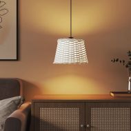 Абажур за таванна лампа бял Ø25x17 см ракита