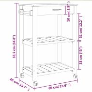Кухненска количка "MONZA" 60x40x88,5 см борово дърво масив