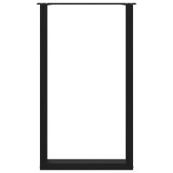 Крака за бар маса, U-образни, 2 бр., черни, 60 x (100-101) см, стомана