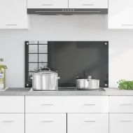 Кухненски заден панел Тъмносив 90 x 50 x 0,6 см закалено стъкло