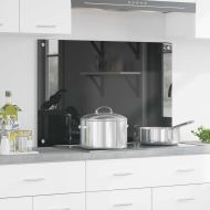 Кухненски заден панел Тъмносив 90 x 60 x 0,6 см закалено стъкло