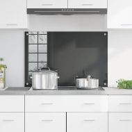 Кухненски заден панел Тъмносив 90 x 60 x 0,6 см закалено стъкло