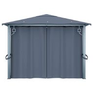 Шатра със завеси, 400х300 см, антрацит, алуминий