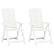 Градински регулируеми столове, 2 бр, пластмаса, бели