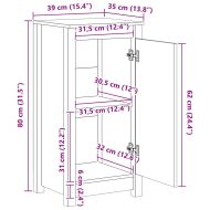 Сайдборд, сив, 39x35x80 см, бор масив