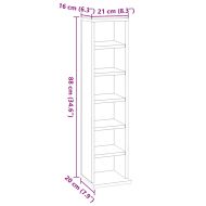 Етажерка за дискове, опушен дъб, 21x20x88 см, инженерно дърво