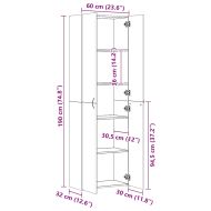 Офис шкаф, опушен дъб, 60x32x190 см, инженерно дърво