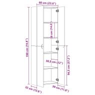 Офис шкаф, сив сонома, 60x32x190 см, инженерно дърво