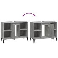 Шкаф за мивка, бетонно сиво, 80x33x60 см, инженерно дърво