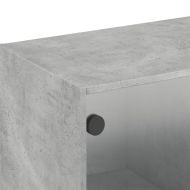 Стенен шкаф със стъклени врати, бетонно сив, 102x37x35 см